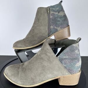Boutique by Corkys Ankle Boot Womens Camo Size 10 Zip Up Heel Tan